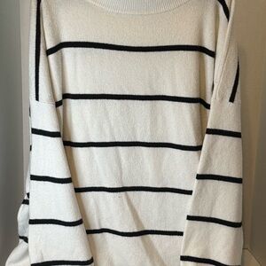 a new day Classic Black and White Striped Sweater